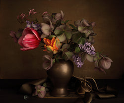 Load image into Gallery viewer, Flowers in a brass urn
