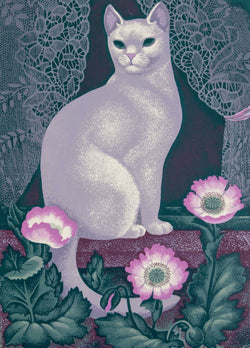 Load image into Gallery viewer, White Cat &amp; Poppies
