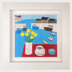 Load image into Gallery viewer, Tea and Daffs at the Café, Lyme Regis
