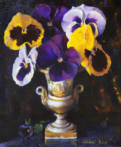 Load image into Gallery viewer, Purple and Gold Pansies
