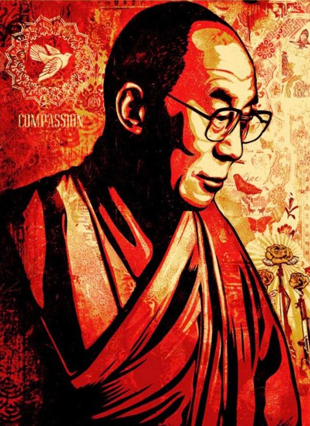 DETAIL: Shepard Fairey - Compassion (His Holiness the Dalai Lama)